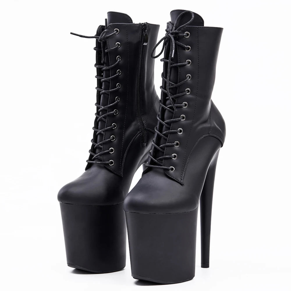 Women Platform Lace Up Dance Boots