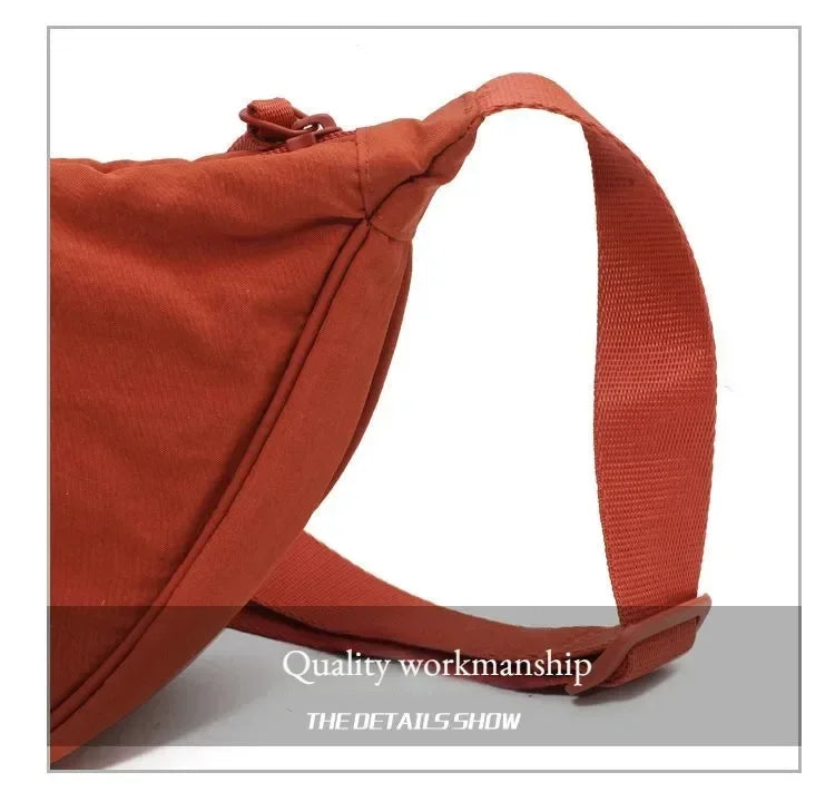 Men and Women Solid Color Chest Bag for Large Capacity Travel Crossbody Female Half Moon Bag Daily Cotton Filled Shoulder Bag