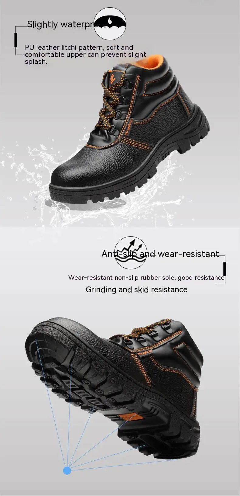 Wear-resisting Men Work Boots Anti-smash Anti-puncture Work Sneakers Waterproof Boots Indestructible Protective Tactical Boots