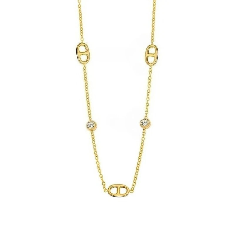 Women Titanium Steel Minimalist  Diamond Collar Chain