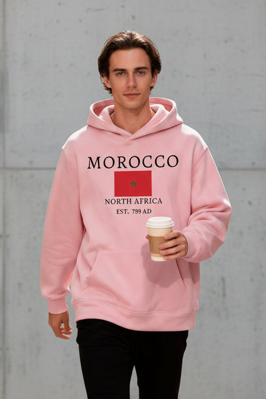 Men Morocco Graphic Fleece Pullover Hoodie