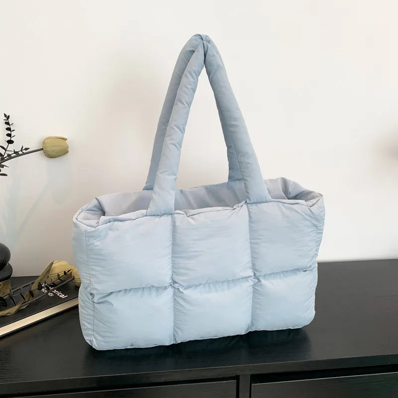 Quilted Plaid Large Capacity Tote Shoulder Bag for Women