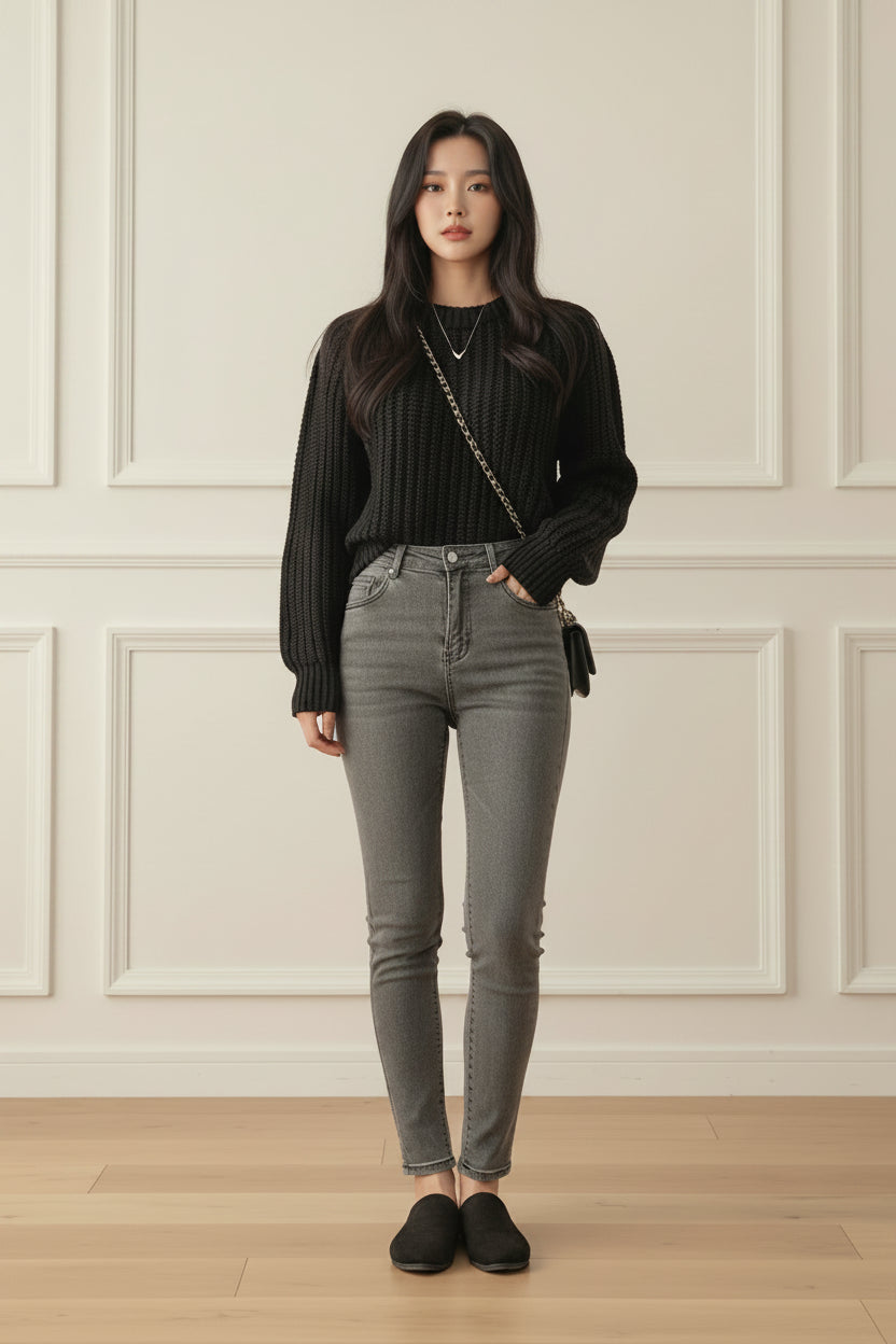 Vintage Lantern Sleeve Knit Sweater for Women