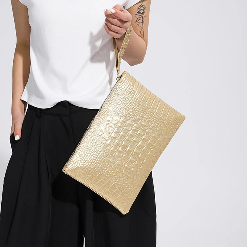 PU Leather Envelope Clutch Wristlet Bag for Women