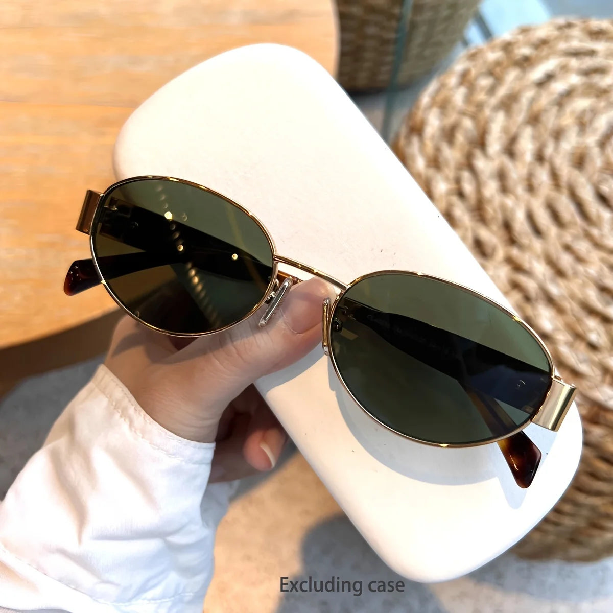Women Oval Metal Frame Classic Fashion Sunglasses