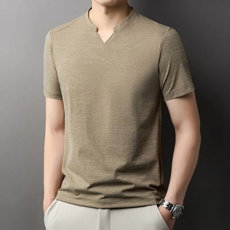 Men Korean V Neck Short Sleeve T Shirt Casual Summer Top
