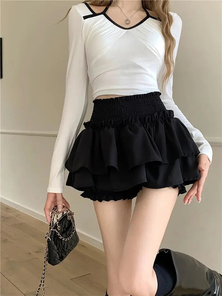 Women Mini Skirt Elastic High Waist