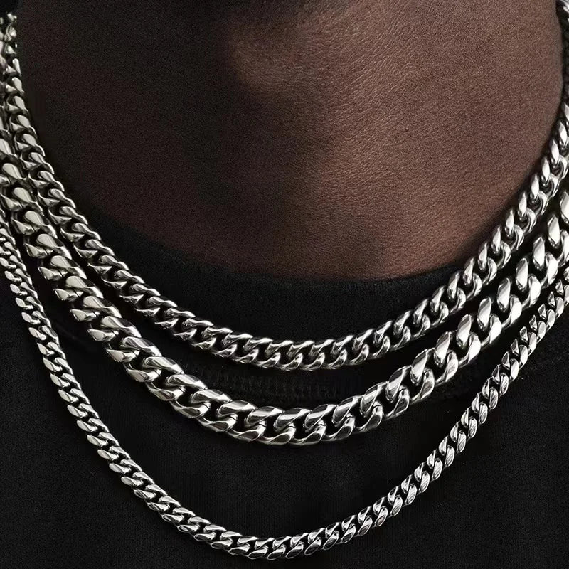 Men Stainless Steel Cuban Link Chain Necklace