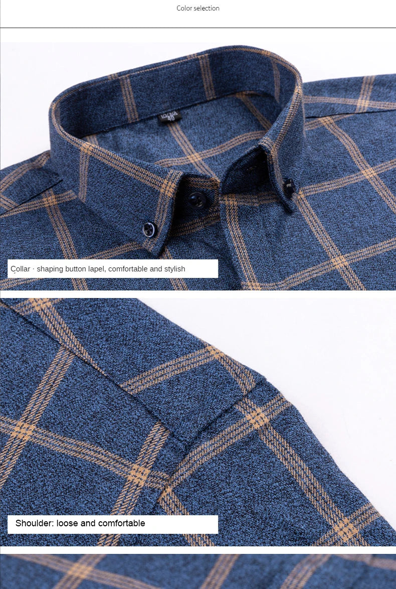 Men’s Cotton Plaid Long Sleeve Shirt