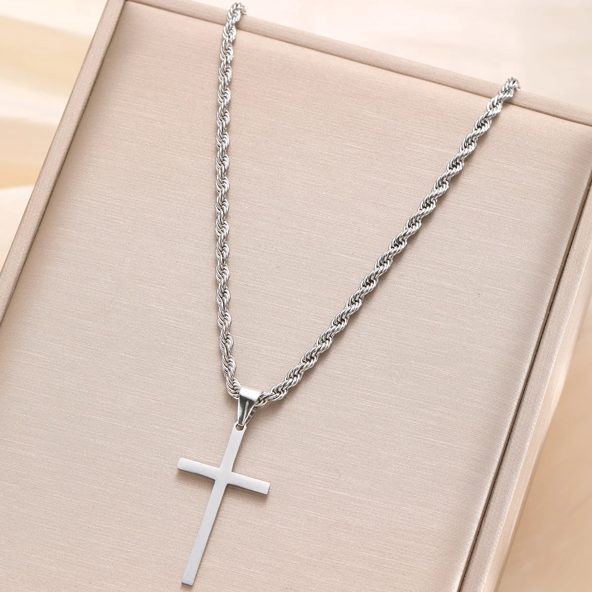 Men Stainless Steel Cross Pendant Necklace