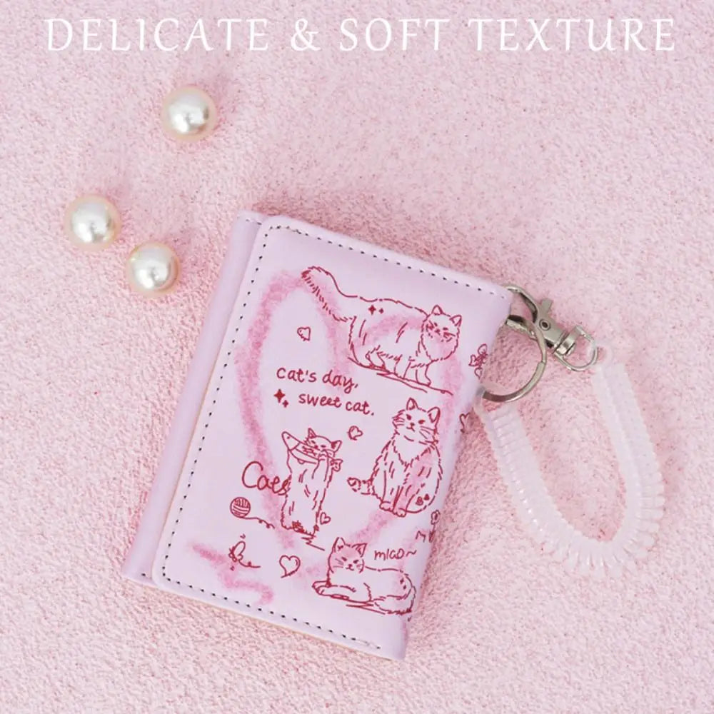 Large Capacity Cat Print Wrist Wallet for Women