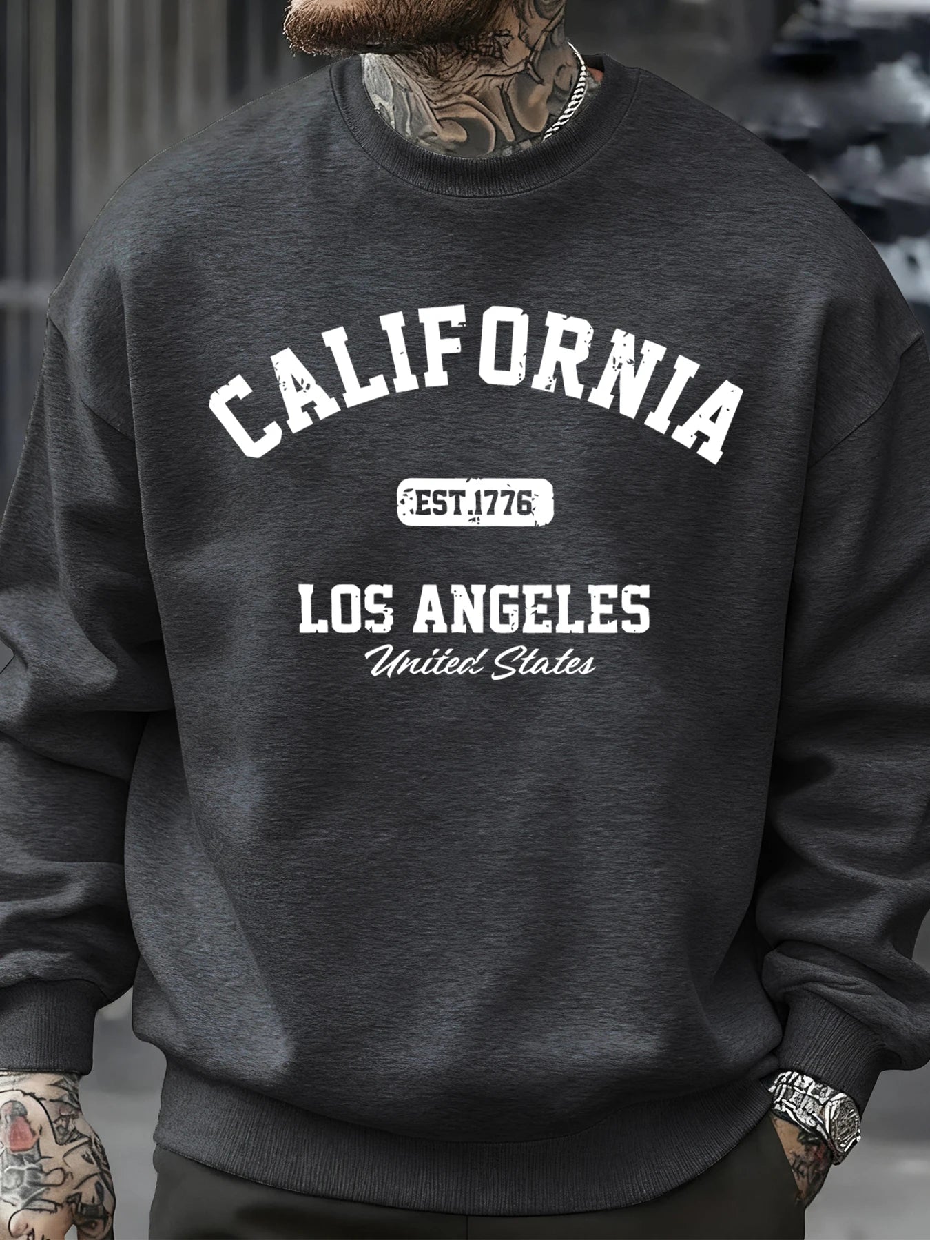 Men California Los Angeles Activewear Crewneck Sweatshirt