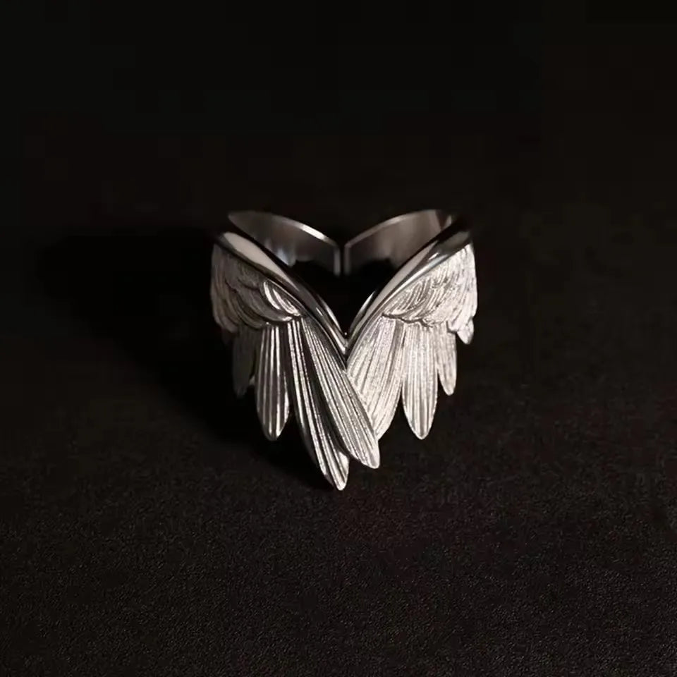 Women Retro Angel Wing Adjustable Gothic Ring Jewelry