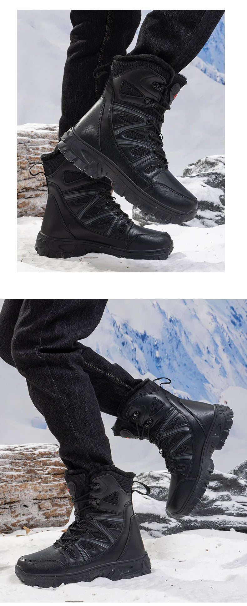 Men Winter Men Snow Boots Super Warm Men Hiking Boots High Quality Waterproof Leather Men's Boots Outdoor Motorcycle Boots