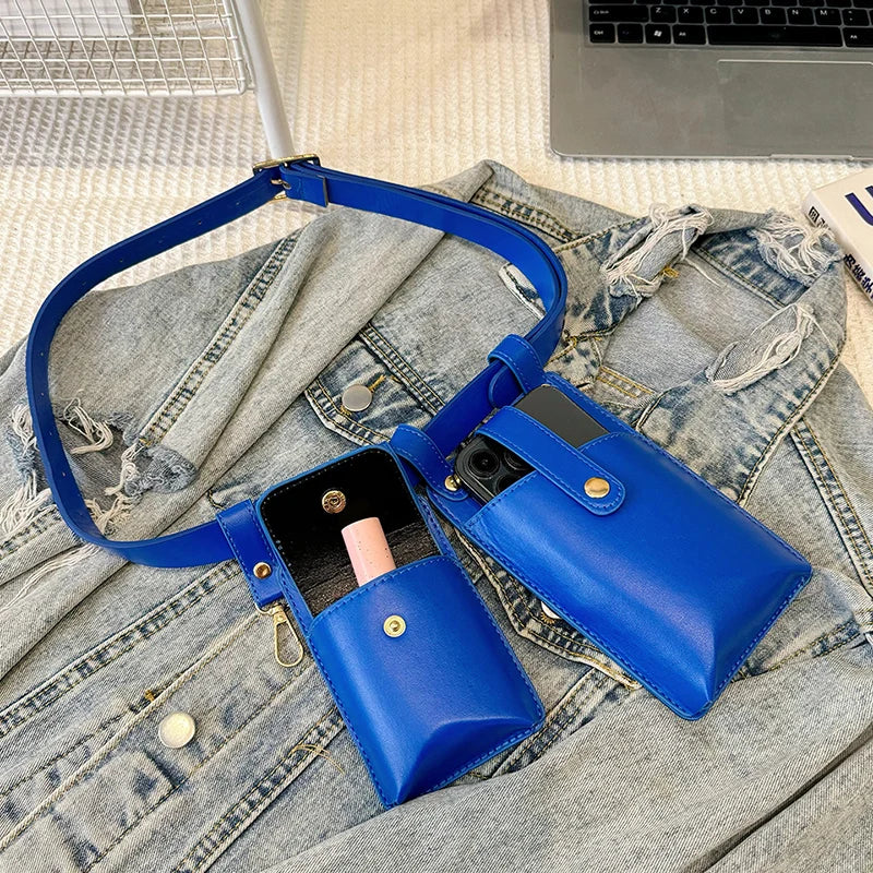 Candy Color Leather Waist Crossbody Fanny Pack for Women