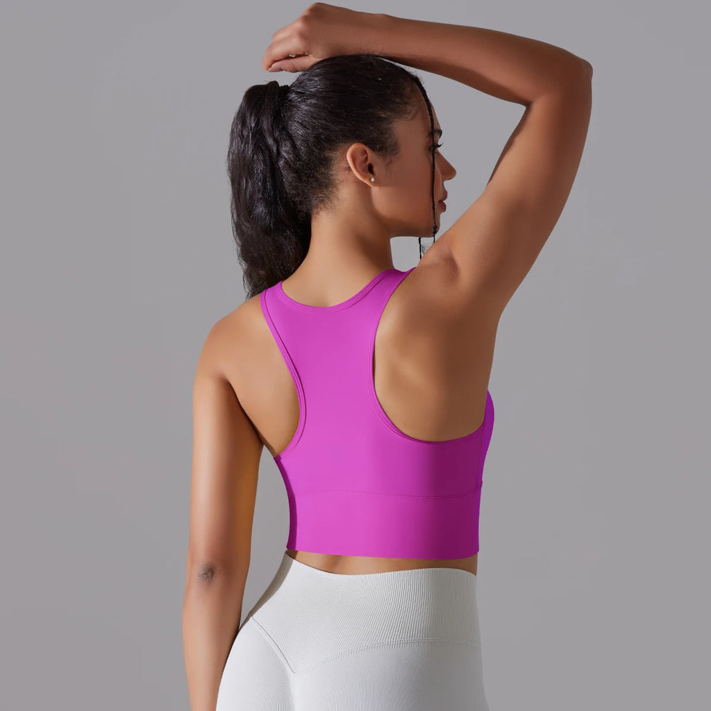 Women Nylon Sports Elastic Crop Top