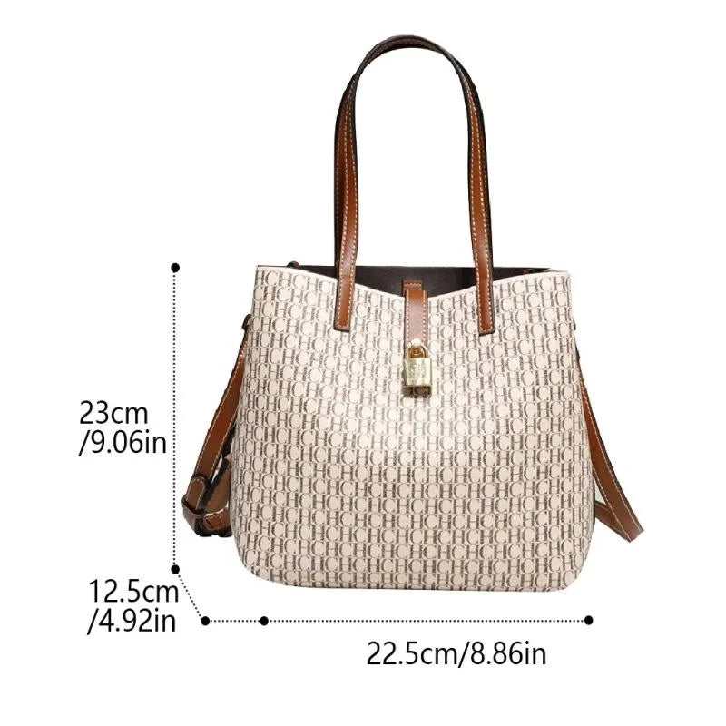 Large Capacity PU Crossbody Handbag with Letter Print for Women