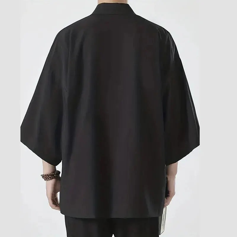 Men Japanese Kimono Open Stitch Cardigan
