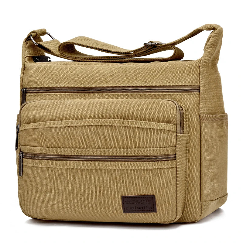 Large Capacity Multi Pocket Canvas Crossbody Shoulder Bag for Men