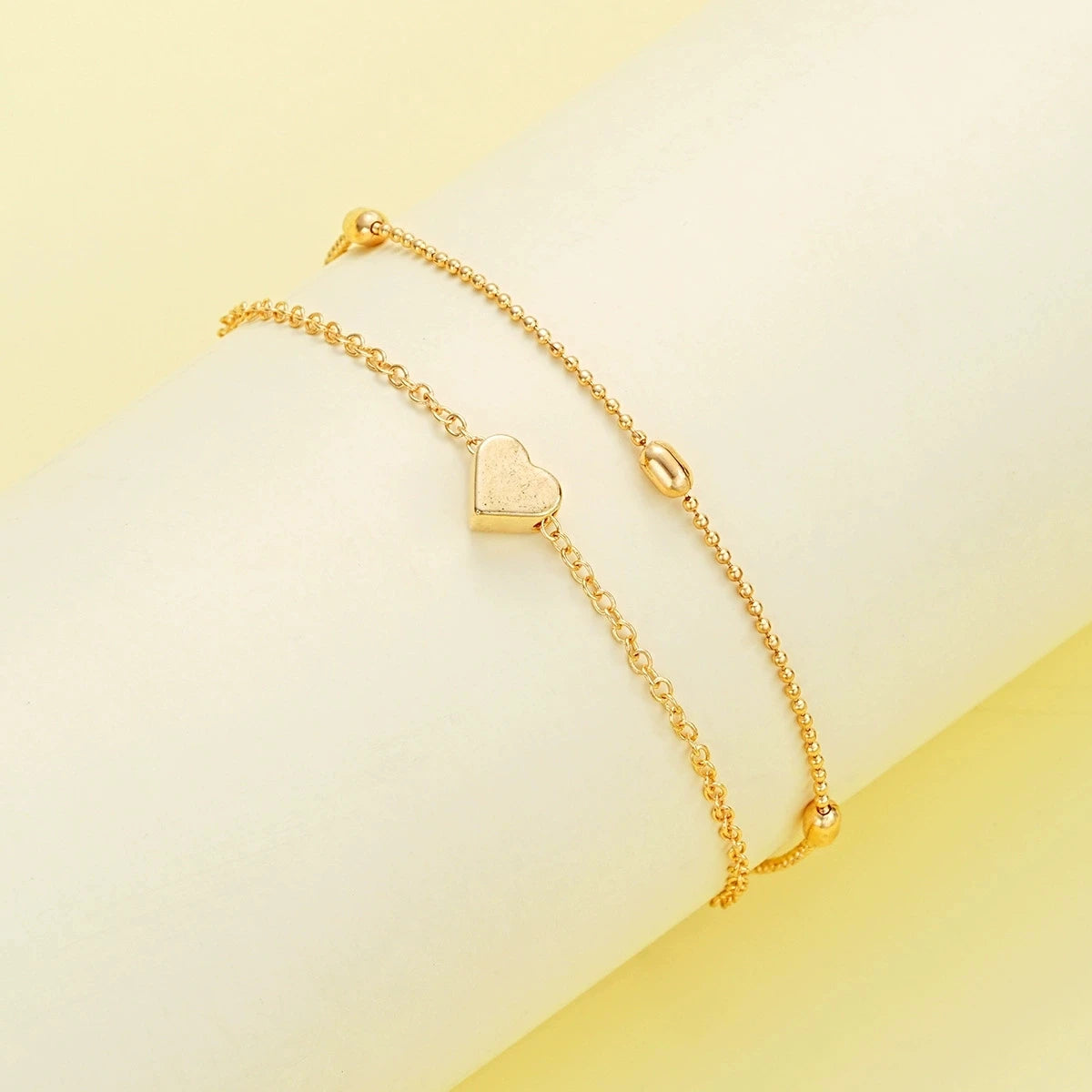 Women Pearl Heart Necklace Bracelet Jewelry Set