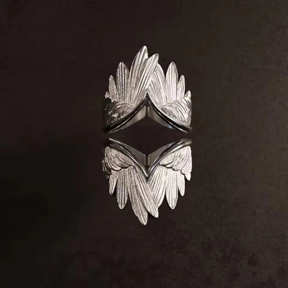 Women Retro Angel Wing Adjustable Gothic Ring Jewelry