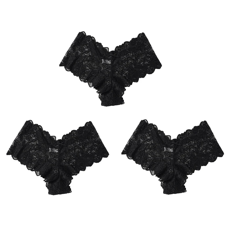 3 Pack Floral Lace Low Waist Panties for Women Soft Comfortable Underwear