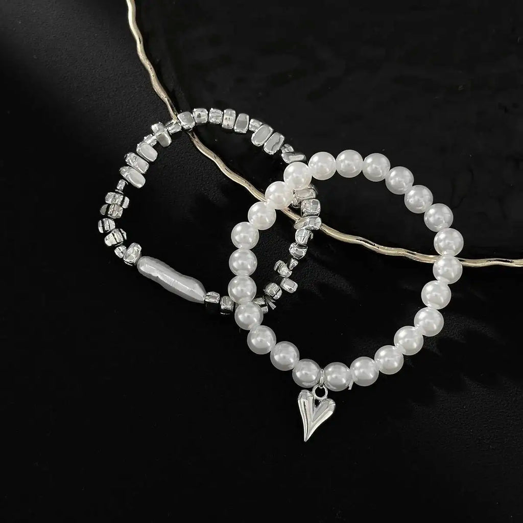 Women Pearl Heart Bohemian Bracelet Set Jewelry
