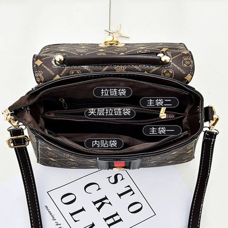 Luxury Monogram Leather Shoulder Tote Bag for Women