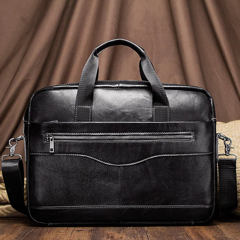 Genuine Leather Business Laptop Briefcase Messenger Bag for Men