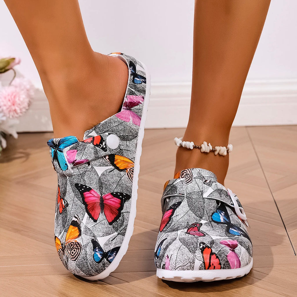 Women Butterfly Wedge Flat Slippers