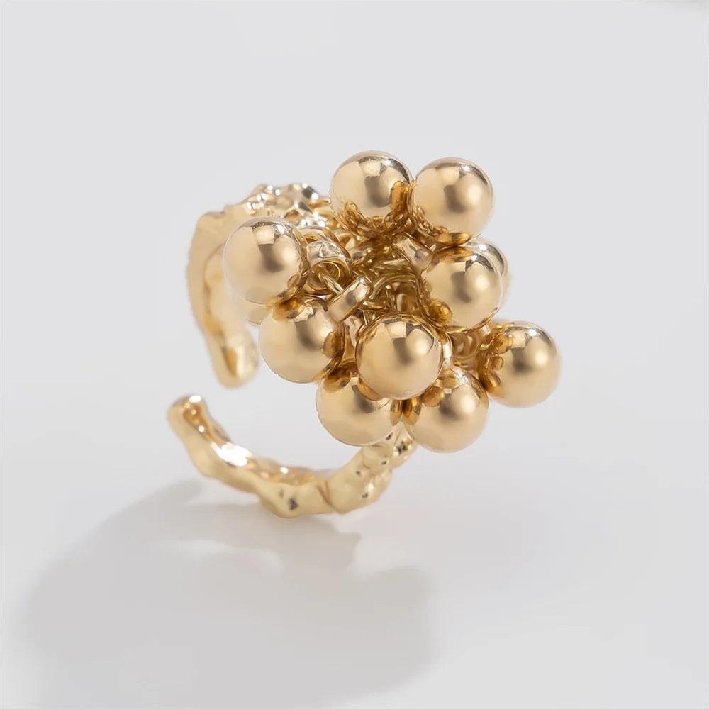 Women Small Ball Open Metal Ring Fashion Jewelry