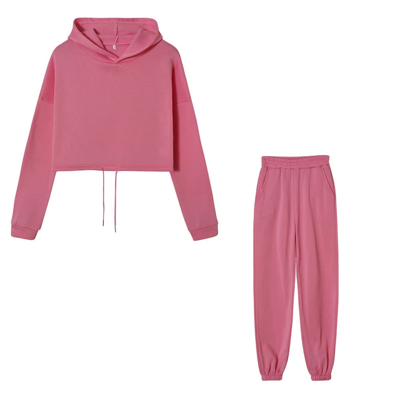 Women Long Sleeve Casual 2 Piece Set Waist Fit Sports Outfit