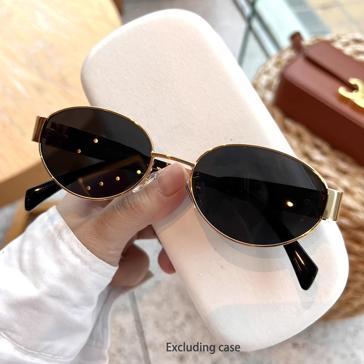 Women Oval Metal Frame Classic Fashion Sunglasses