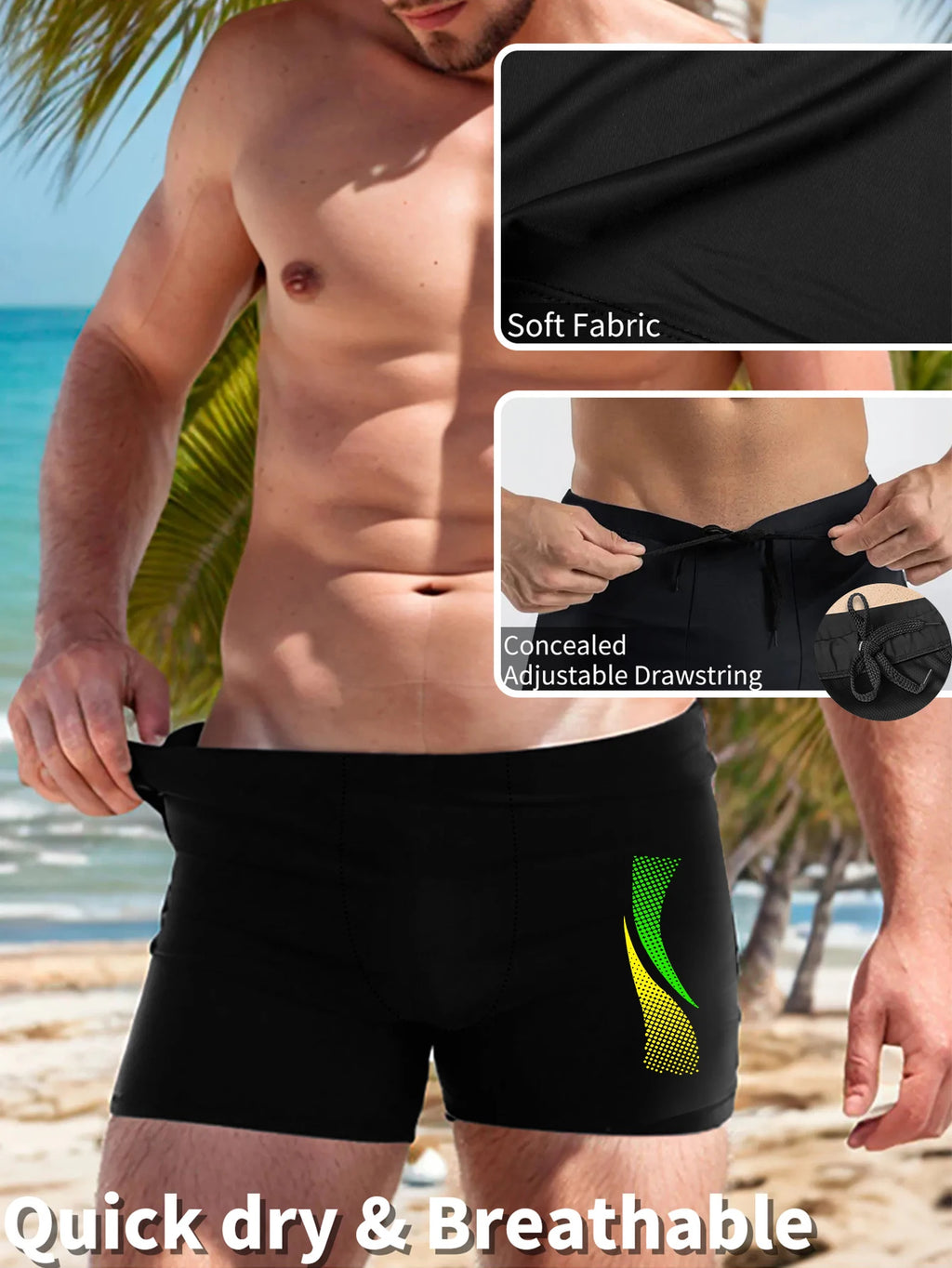 Men Quick Dry Printed Trunks Boxer Shorts