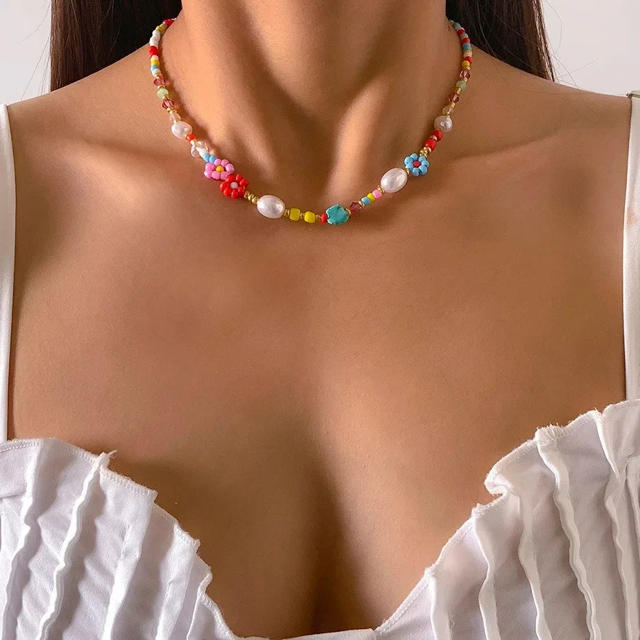 Women Dalmatian Beaded Pendant Necklace