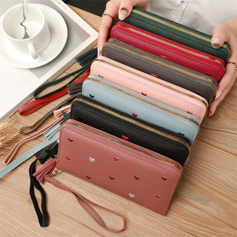 Luxury Heart Design Long Wrist Wallet for Women
