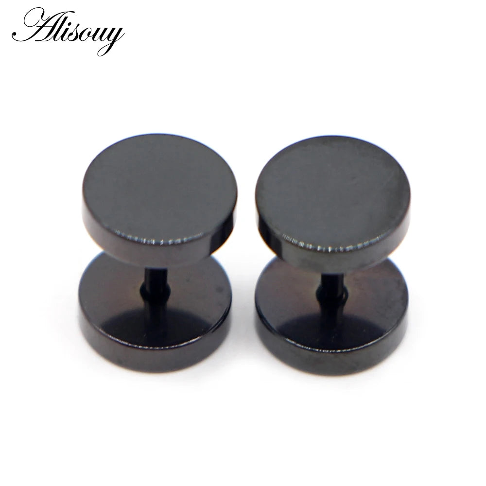 Men Barbell Stainless Steel Stud Earrings