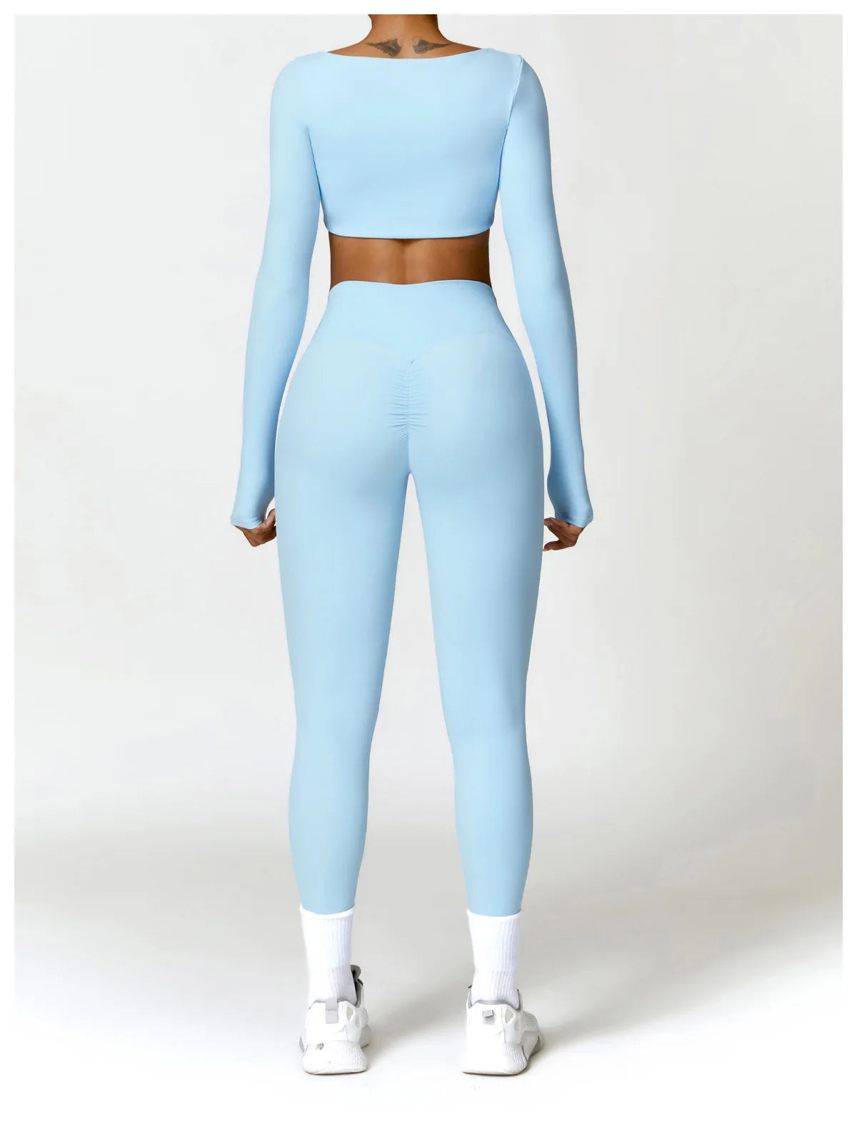 Women 2 Piece Yoga Set Long Sleeve Sports Top and Leggings