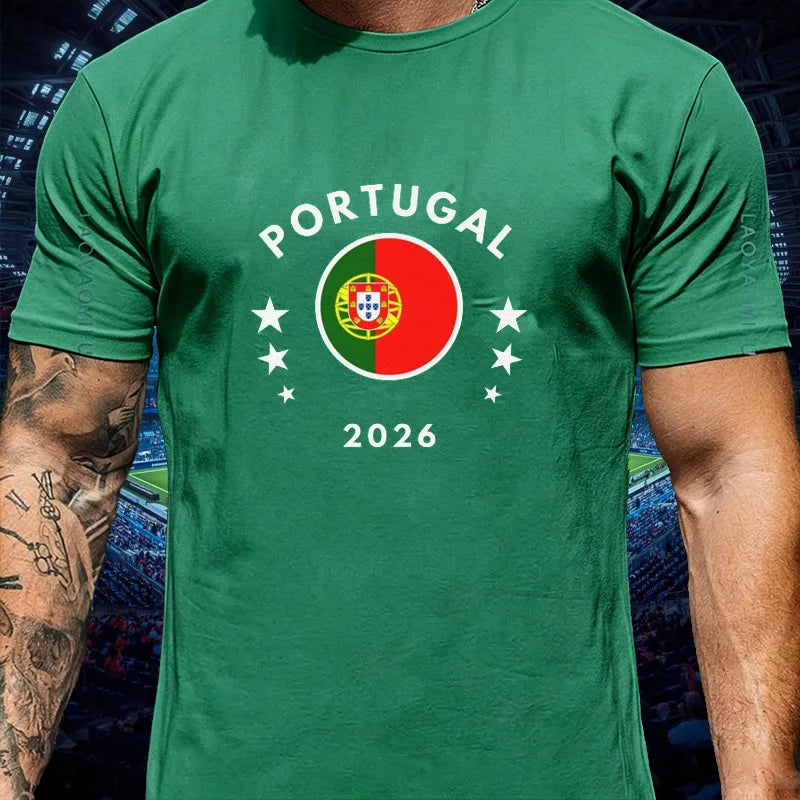Portugal Football Fan Cotton T Shirt for Men