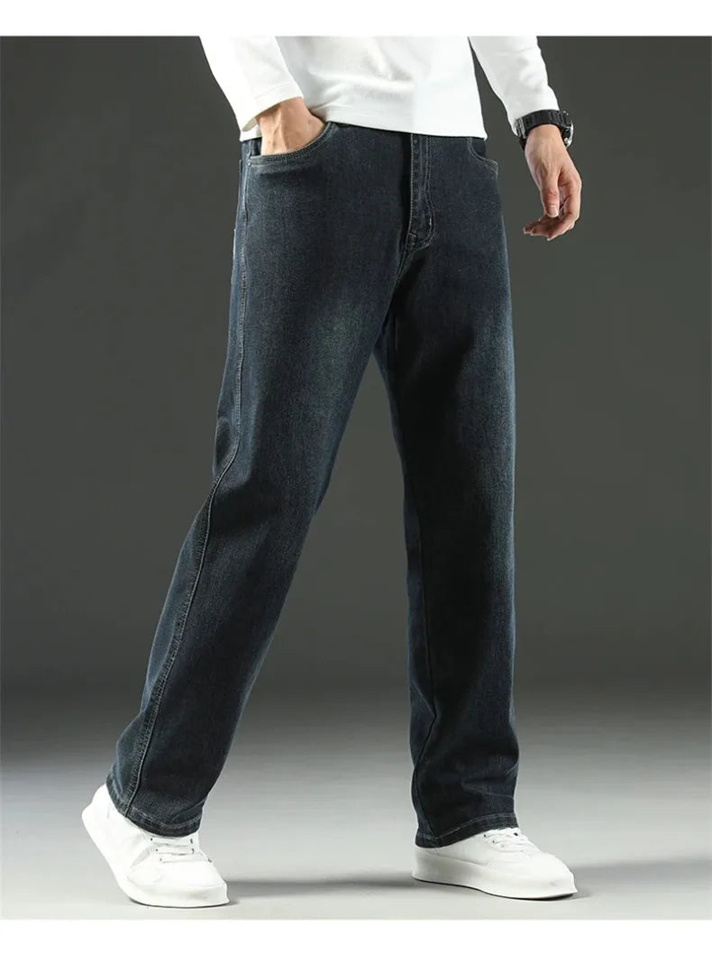 Men Business Casual Wide Leg Jeans