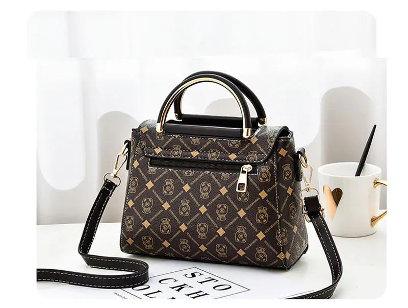 Luxury Monogram Leather Shoulder Tote Bag for Women