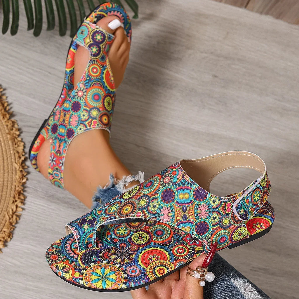 Women Printed Bohemia Roman Style Flat Sandals
