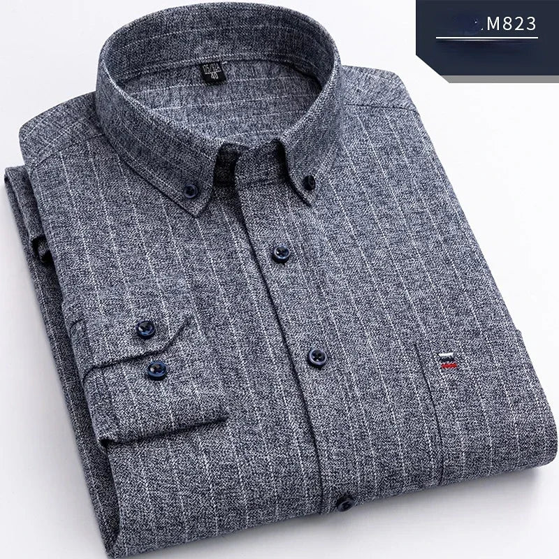 Men’s Cotton Plaid Long Sleeve Shirt