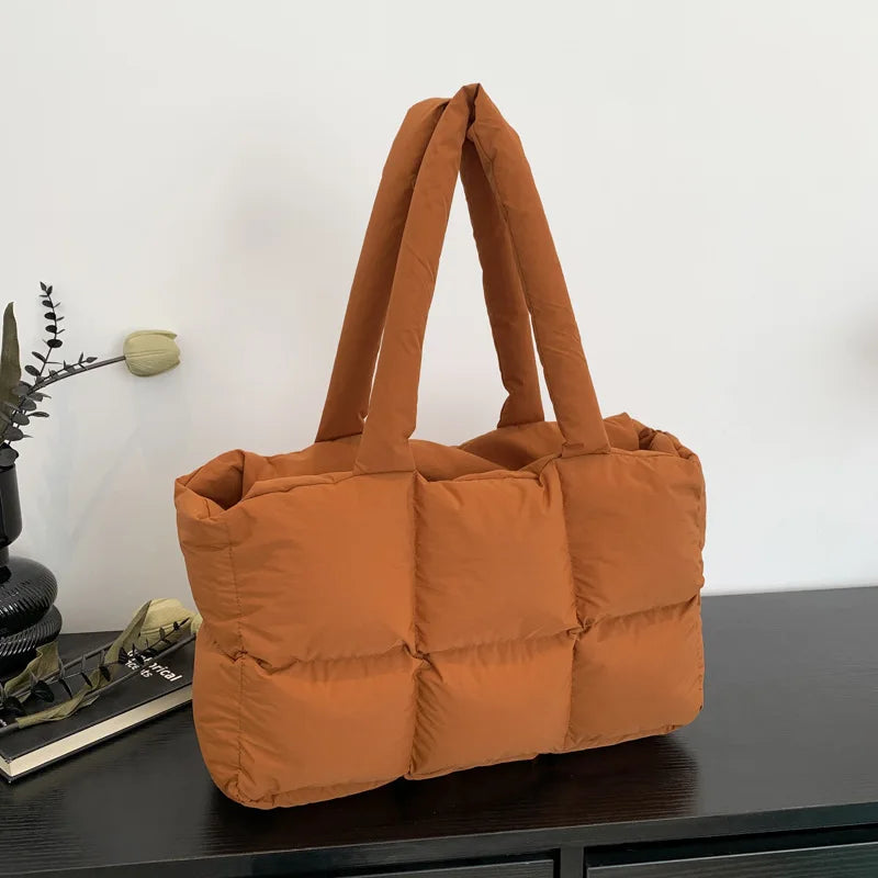 Quilted Plaid Large Capacity Tote Shoulder Bag for Women