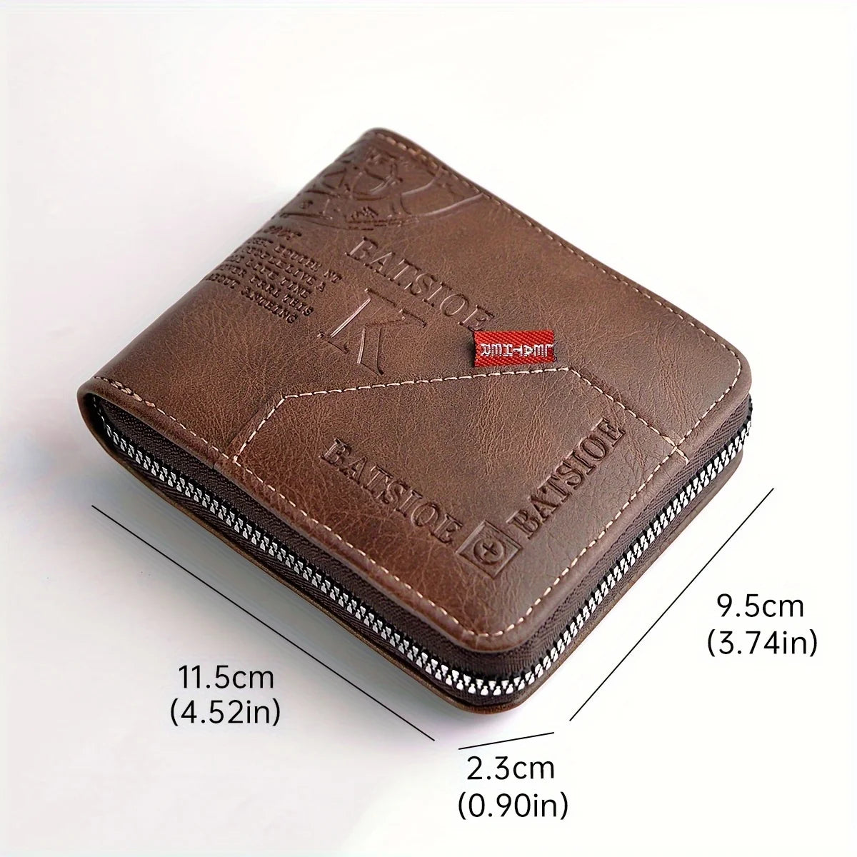 PU Leather Zipper Coin Card Holder Wallet for Men