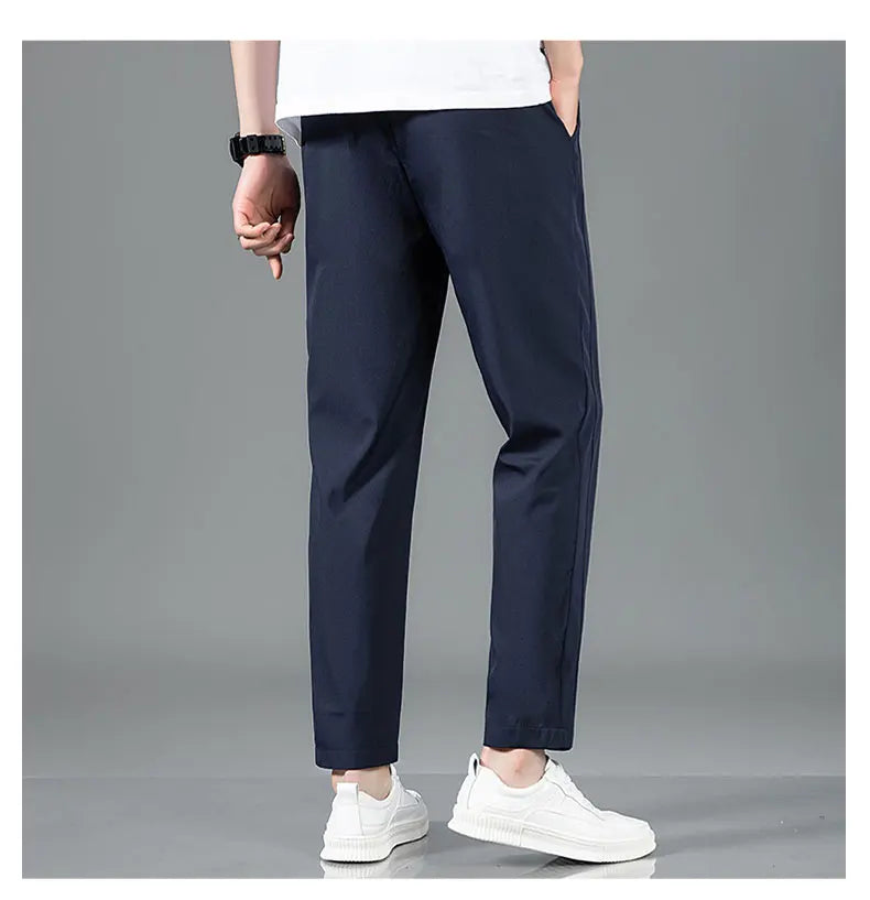 Men Ice Silk Straight Leg Casual Pants Breathable Sweatpants