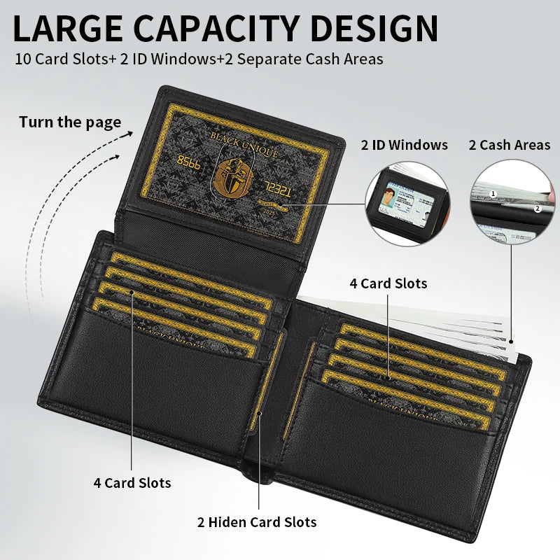 Genuine Leather Large Capacity Ultra Thin Wallet for Men
