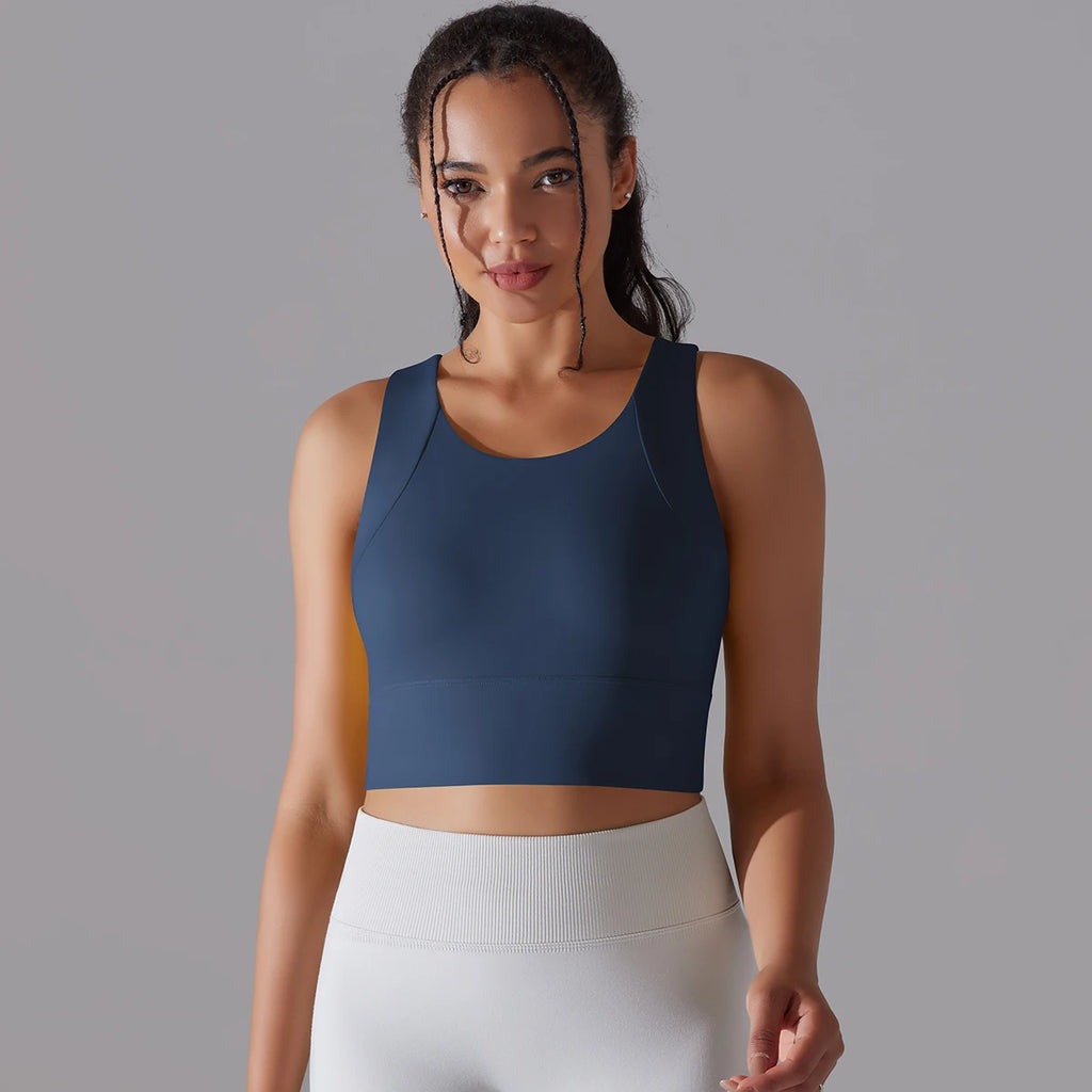 Women Nylon Sports Elastic Crop Top