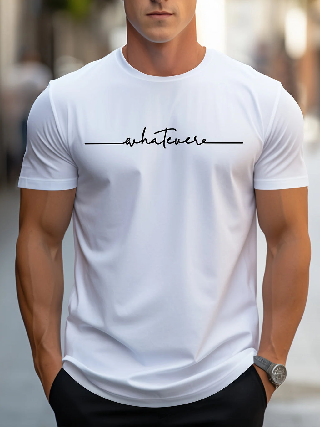 Men Cotton Letter Print Casual T Shirt