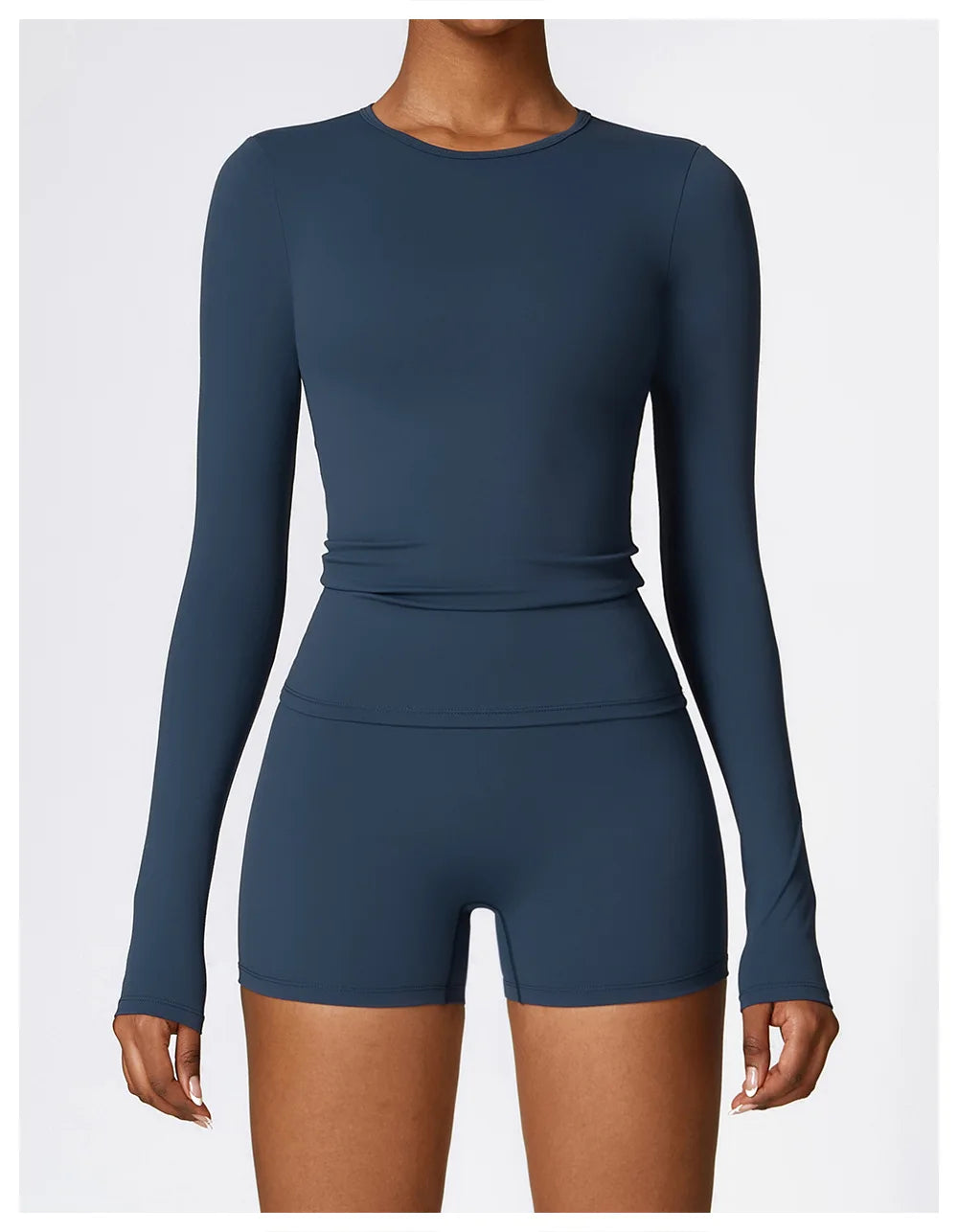 Women Long Sleeve Crop Yoga Top Quick Dry Fitness Shirt